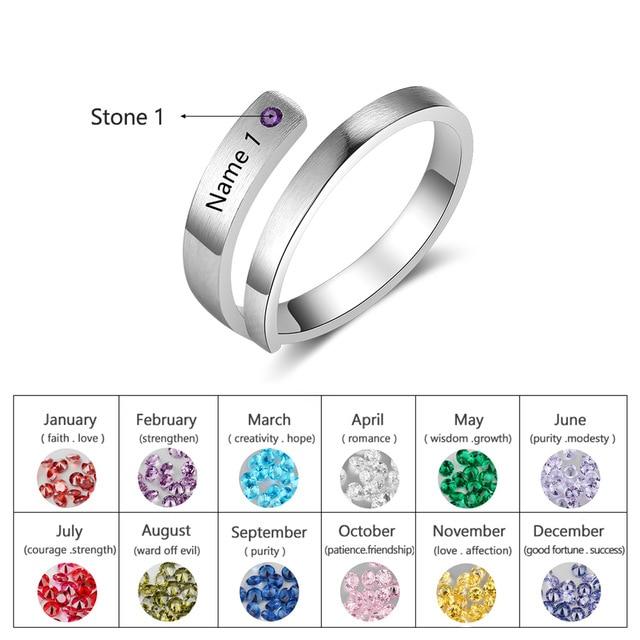 Personalized Rings Birthstone By Month - RadiantJewels™